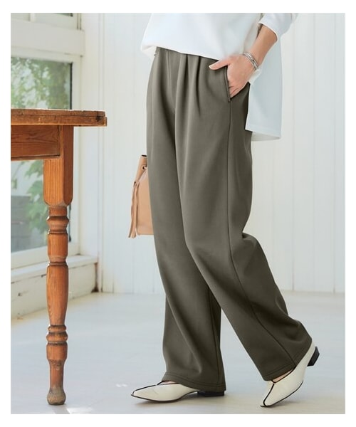 nissen（ニッセン）の「静電防止美脚見えタックワイドパンツ＜大きいサイズ有＞（パンツ・レディース・黒/カーキ・S/M/L/LL/3L）」の14枚目の写真