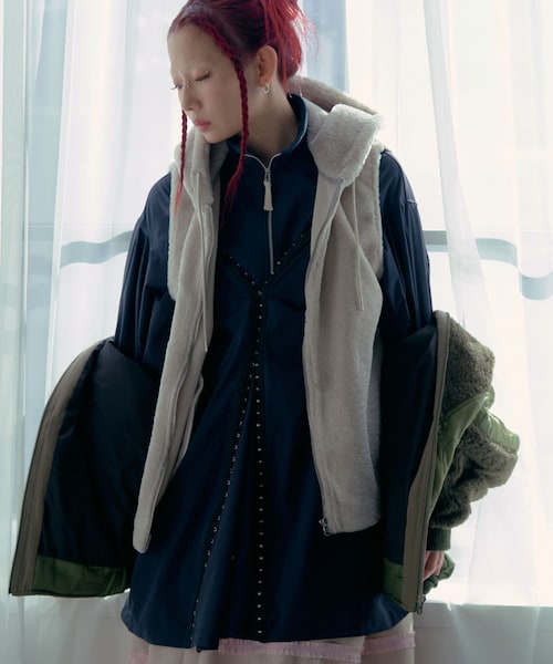 THE GOODLAND MARKET（ザグッドランドマーケット）の「cwtch　Harfzip tunic（チュニック・レディース・NAVY/L.KHAKI・FREE）」の2枚目の写真