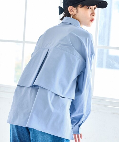 VIS(ビス)の「裾ティアードオーバーシャツ/UVケア・イージーケア(シャツ/ブラウス・レディース・ホワイト/ダークブラウン/ライトグリーン/サックス・F)」の9枚目の写真