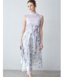 MERCURYDUO | シアーノースリニット花柄ドッキングワンピース(ワンピース)