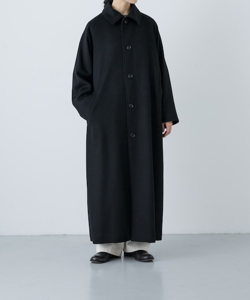 s　wirrow woolcashmere balcollar coat WIRROW Wool cashmere balcollar coat