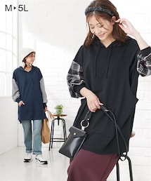 nissen | 【産前・産後　授乳服】袖切替え　マタニティ長袖ゆるパーカーチュニック(マタニティウェア/グッズ)