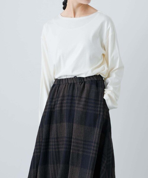 かぐれ（カグレ）の「ボートネックロングカットソー（Tシャツ/カットソー・レディース・OFF/L.GRAY/NAVY・Free/FREE）」の7枚目の写真