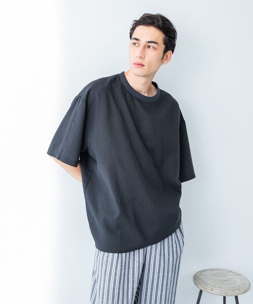 URBAN RESEARCH（アーバンリサーチ）の「『UR TECH DRYLUXE』高機能リネンTシャツ（Tシャツ/カットソー・メンズ・FADE BLACK/BEIGE/BURGUNDY・M/L）」の9枚目の写真