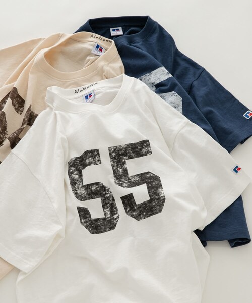 URBAN RESEARCH Sonny Label（アーバンリサーチサニーレーベル）の「『別注』Russell Athletic×Sonny Label　ナンバリングショートスリーブTシャツ（Tシャツ/カットソー・メンズ・オフ/キナリ/ブルー・M/L）」の17枚目の写真