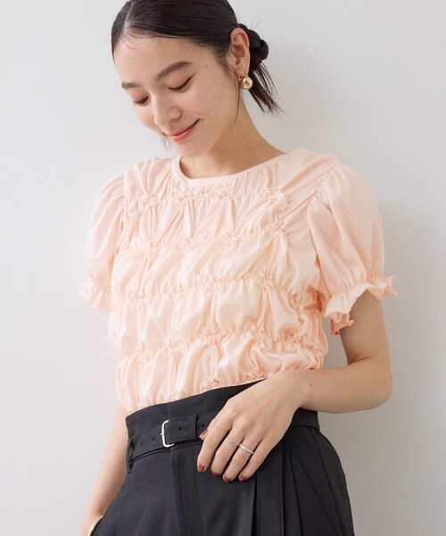VIS(ビス)の「ドット&無地アソート シャーリングデザインカットソー(Tシャツ/カットソー・レディース・ブラック/キナリ/ピンク・F)」の16枚目の写真