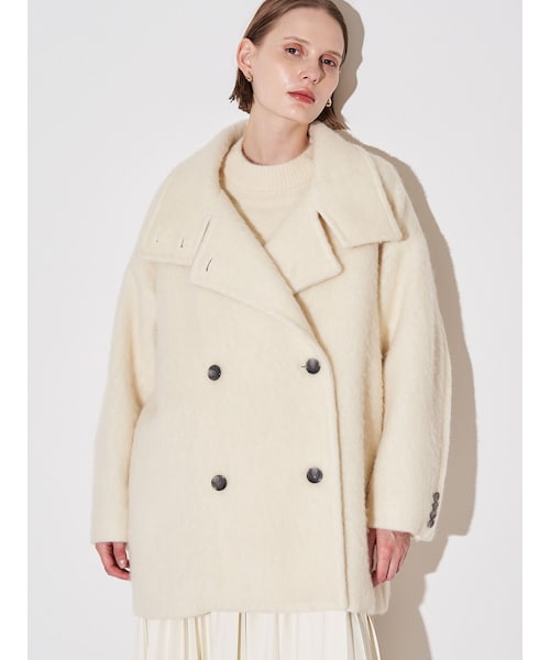 ELENDEEK（エレンディーク）の「STAND COLLAR SHORT CT（チェスターコート・レディース・オフホワイト/グレー/ミックス・01/02/F）」の19枚目の写真