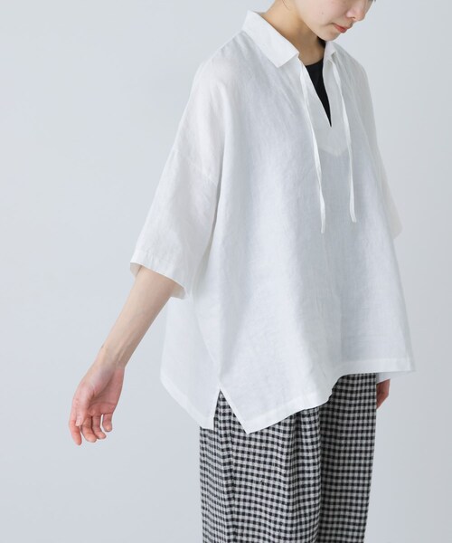 かぐれ（カグレ）の「リネンスキッパーシャツ（シャツ/ブラウス・レディース・OFF/BLACK/MINT・Free）」の15枚目の写真