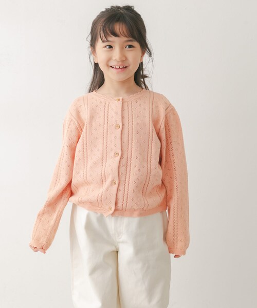URBAN RESEARCH DOORS(アーバンリサーチドアーズ)の「透かし編みカーディガン(KIDS)(ニット/セーター・キッズ・PEACH/IVORY・120(115-125)/135(130-140))」の7枚目の写真
