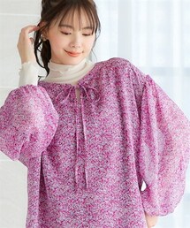 nissen | 大きいサイズ　袖シアーリボンブラウス　miclat(シャツ/ブラウス)