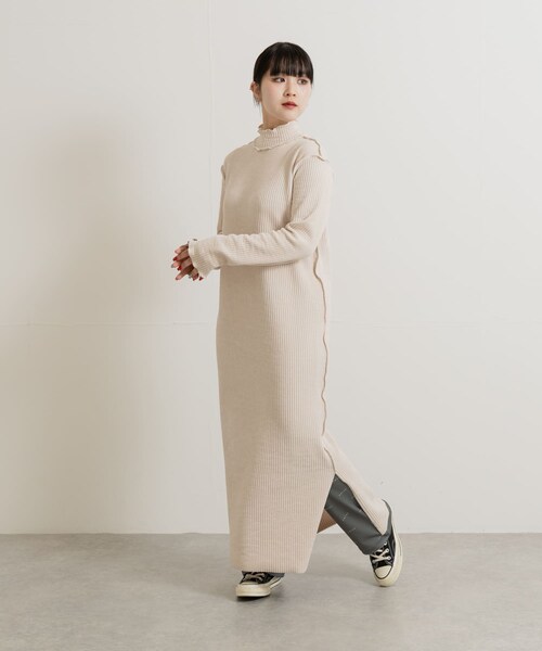 THE GOODLAND MARKET（ザグッドランドマーケット）の「&her　Smooth Rib Onepiece（ワンピース・レディース・CHARCOAL/OFF・FREE）」の9枚目の写真