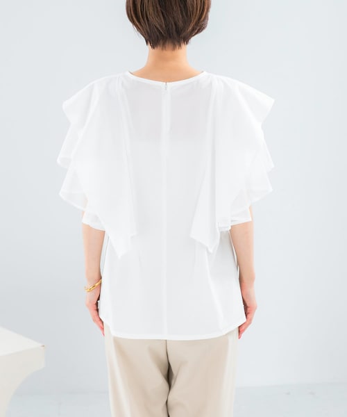 URBAN RESEARCH ROSSO（アーバンリサーチロッソ）の「ELENDEEK　MESH LAYERED SLEEVE BLOUSE（シャツ/ブラウス・レディース・O.WHT/BLK・Free）」の4枚目の写真