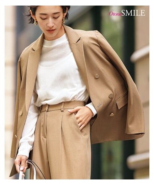 nissen（ニッセン）の「ダブルジャケット【OtonaSMILE】la farfa ２４年５月号掲載（ジャケット/アウター・レディース・キャメル/ダークネイビー/モカ・M/L/LL/3L/4L/5L/6L）」の3枚目の写真