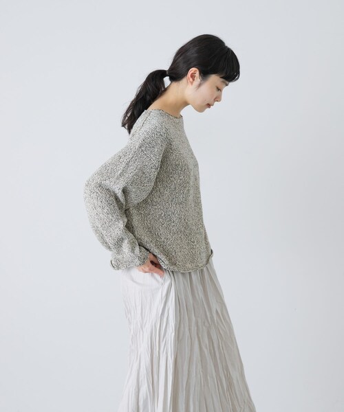 かぐれ（カグレ）の「テープヤーンボートネックニット（ニット/セーター・レディース・L/BEIGE/BLACK・Free）」の21枚目の写真