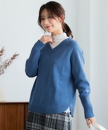 nissen | 洗える裾ラウンドＶネックニット＜大きいサイズ有＞(ニット/セーター)