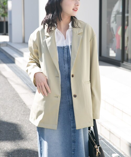 ITEMS URBANRESEARCH(アイテムズ アーバンリサーチ)の「ルーズテーラード強撚ジャケット(テーラードジャケット・レディース・KHK/Y.BEG/CHA・Free)」の17枚目の写真