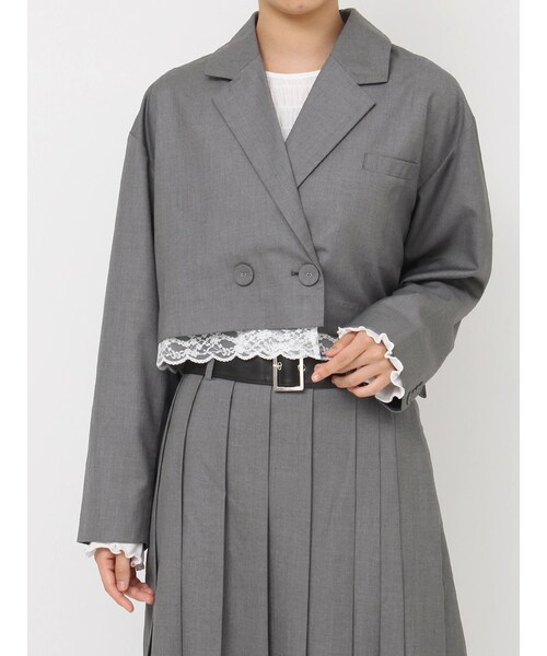 jouetie（ジュエティ）の「ヘムレースショートジャケット【セットアップ対応】（セットアップ・レディース・グレー/レッド/ブルー/ピンク・M）」の8枚目の写真