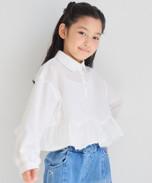 ROPE' PICNIC(ロペピクニック)の「【KIDS/キッズ】アソートペプラムブラウス/UVケア・イージーケア・リンクコーデ(シャツ/ブラウス・キッズ・ホワイト/ブルー・L/M/S)」の18枚目の写真