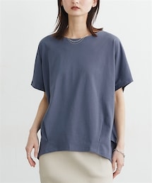 nissen | 【汗じみにくい綿１００％素材】フロントタックドルマントップス(Tシャツ/カットソー)