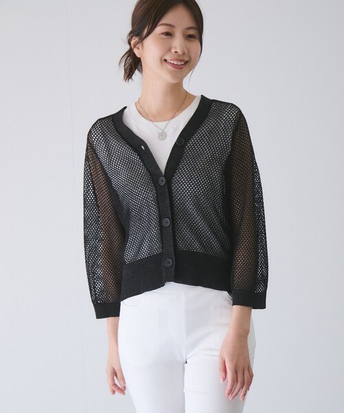 Jayro（ジャイロ）の「メッシュアミニットカーディガン（カーディガン/ボレロ・レディース・ブラック/ライトグレー/ホワイト系・F）」の8枚目の写真