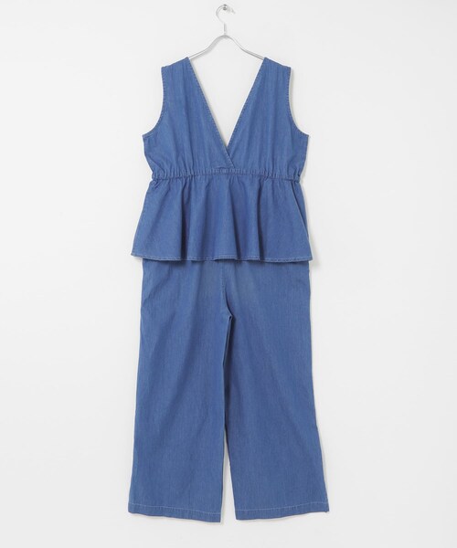 URBAN RESEARCH Sonny Label（アーバンリサーチサニーレーベル）の「クロス刺繍ペプラムサロペット（つなぎ/オールインワン・レディース・インディゴ/L.インディゴ・36/38）」の14枚目の写真