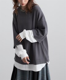 Soiunique | ガーゼ裏毛　重ね着風長袖トップス　［Soiunique］(Tシャツ/カットソー)