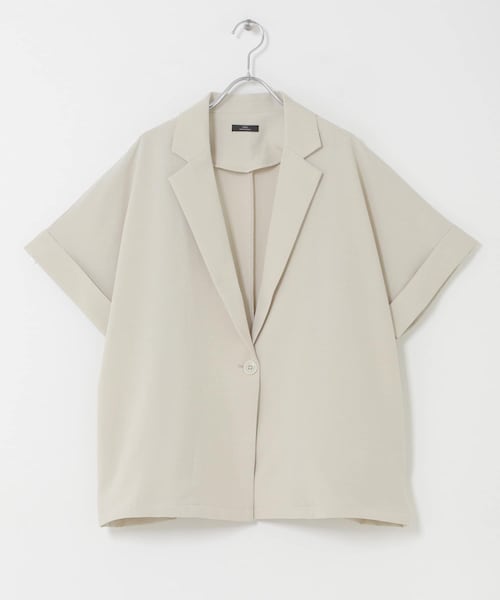 ITEMS URBANRESEARCH(アイテムズ アーバンリサーチ)の「SMOOTH LINEN TOUCH 半袖ジャケット(テーラードジャケット・レディース・OFF/BLK・Free)」の1枚目の写真