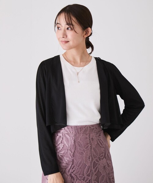 Jayro(ジャイロ)の「前開き羽織カーディガン(カーディガン/ボレロ・レディース・ブラック/ホワイト系・M)」の2枚目の写真