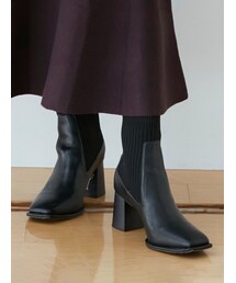 MERCURYDUO | サイドゴアスクエアトゥショートブーツ(ブーツ)