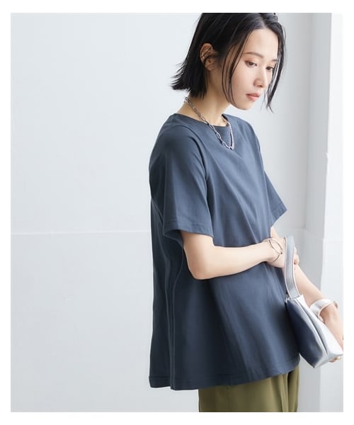 nissen（ニッセン）の「【汗じみ防止・UVカット加工】綿100%Aラインプルオーバー（Tシャツ/カットソー・レディース・チャコール/ライトグレー/ピンク/ネイビー・S/M/L/LL）」の11枚目の写真