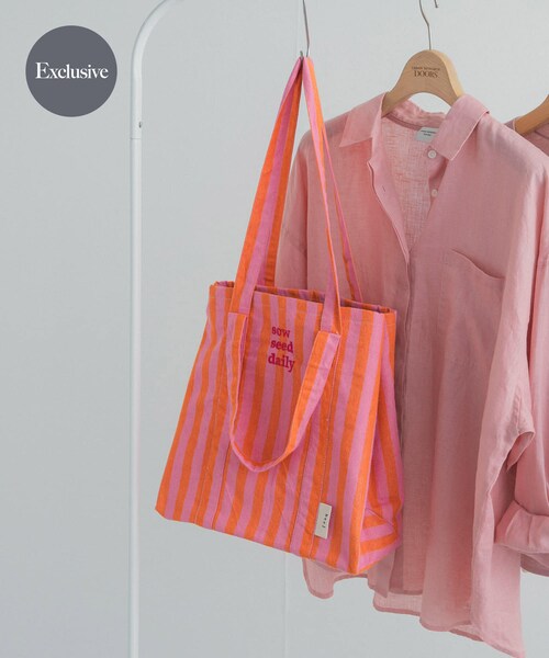 URBAN RESEARCH DOORS(アーバンリサーチドアーズ)の「『別注』beej×DOORS ストライプトートバッグ(トートバッグ・レディース・PINK/YELLOW/GREEN・One)」の5枚目の写真
