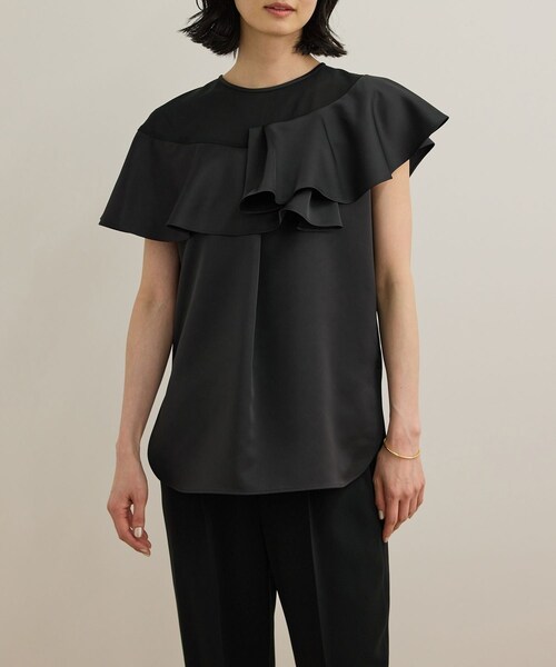 ROPE'(ロペ)の「サテンラッフルブラウス/洗える(シャツ/ブラウス・レディース・ブラック/オフホワイト・F)」の16枚目の写真
