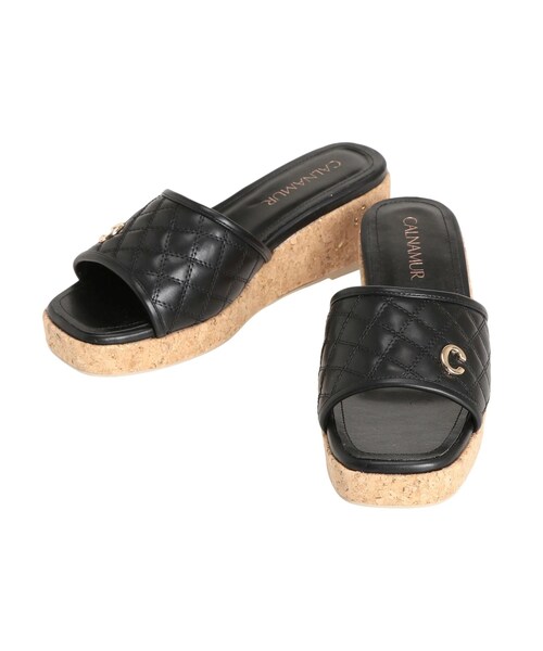 CALNAMUR（カルナムール）の「QULTING CORK SANDALS/キルティングコルクサンダル（サンダル・レディース・ホワイト/ブラック/イエロー・L/S/M）」の6枚目の写真