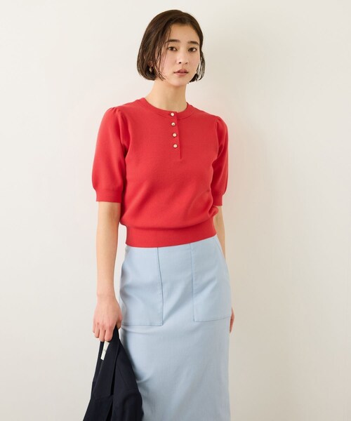 ROPE'（ロペ）の「前後2WAY 5分袖ニットプルオーバー/イージーケア（ニット/セーター・レディース・ブラック/ネイビー/ラベンダー/レッド・F）」の19枚目の写真