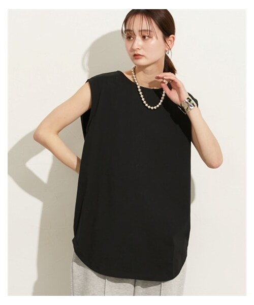 nissen（ニッセン）の「【Be praised】ロングタンクトップ（Tシャツ/カットソー・レディース・オフホワイト/黒/杢グレー/ベージュ・S~M/L~LL）」の2枚目の写真