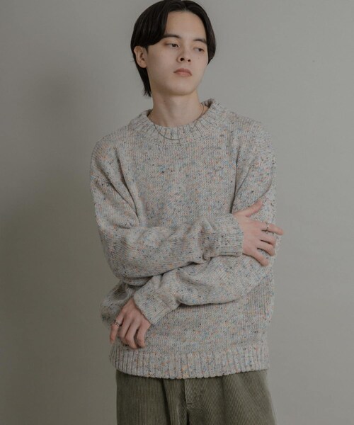 SENSE OF PLACE by URBAN RESEARCH（センスオブプレイスバイアーバンリサーチ）の「『洗濯可』カラーネップニットプルオーバー（ニット/セーター・メンズ・IVORY/BLACK/BROWN・M/L）」の7枚目の写真
