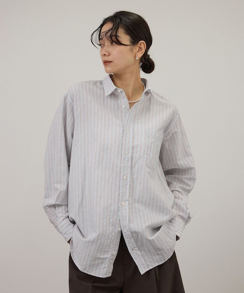 ADAM ET ROPE'(アダムエロペ)の「【INDIVIDUALIZED SHIRTS for SALON】別注ストライプシャツ L.BLUE BASE ORANGE ST(シャツ/ブラウス・レディース・ブルー系・F)」の15枚目の写真