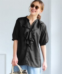 nissen | <大きいサイズ>5分袖フリルデザインブラウス(シャツ/ブラウス)
