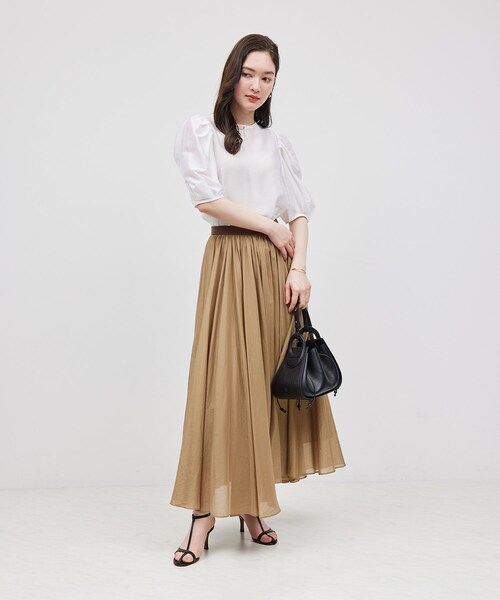 ROPE'（ロペ）の「【新色追加】【洗える】カールマイヤーパフスリーブブラウス【雑誌/メディア掲載】（シャツ/ブラウス・レディース・ホワイト/ブルー/ピンク/ブラック/ベージュ/ブルー系・F）」の19枚目の写真