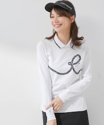 【ECO】【UV】【防透】Rロープ柄衿付長袖プルオーバー　