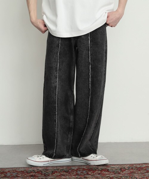 SENSE OF PLACE by URBAN RESEARCH（センスオブプレイスバイアーバンリサーチ）の「デニムフリンジパネルワイドパンツ（デニムパンツ・メンズ・BLACK/L.INDIGO・M/L）」の6枚目の写真