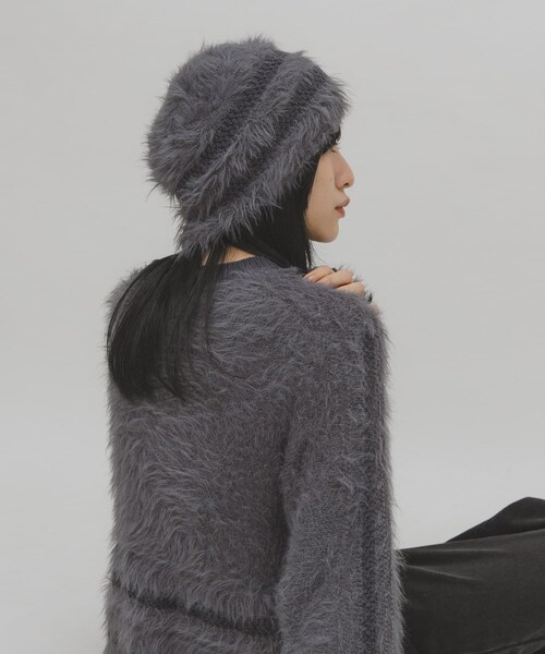 KBF（ケイビーエフ）の「ラインデザインシャギーニットビーニー（ニットキャップ/ビーニー・レディース・IVORY/BROWN/CHARCOAL・One）」の14枚目の写真