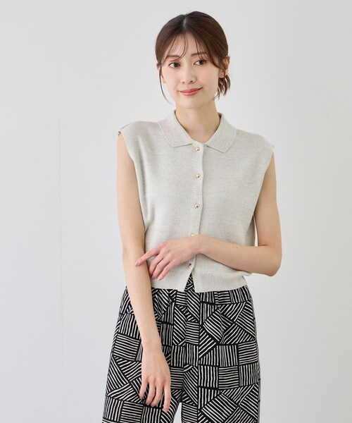 Jayro（ジャイロ）の「ノースリポロ衿ニット（ニット/セーター・レディース・ブラック/グレー/ホワイト系・M）」の14枚目の写真