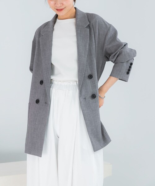 URBAN RESEARCH ROSSO（アーバンリサーチロッソ）の「ELENDEEK　BACK CROSS TAILORED JACKET（テーラードジャケット・レディース・GRY/BGE・Free）」の4枚目の写真