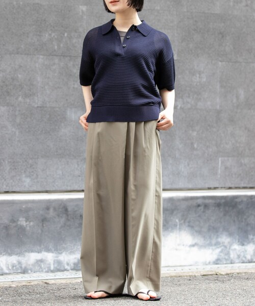 URBAN RESEARCH DOORS(アーバンリサーチドアーズ)の「FORK&SPOON 透かし編みニットポロ(ポロシャツ・レディース・IVORY/NAVY/ORANGERED・1)」の19枚目の写真