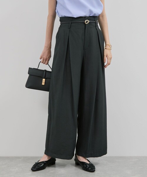 VIS（ビス）の「ボックスタックリラックスパンツ（その他パンツ・レディース・チャコール/ベージュ・F）」の2枚目の写真