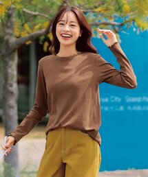 nissen | 大きいサイズ　重ね着に便利！ＵＶカットメローフリル使いリブトップス(Tシャツ/カットソー)