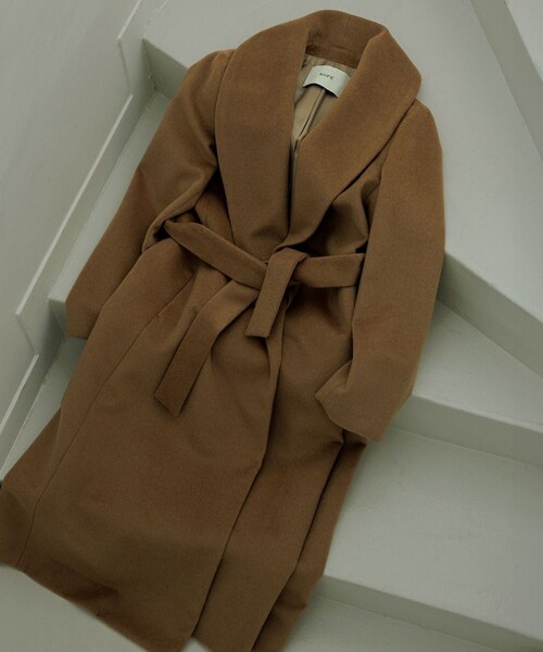 ROPE'(ロペ)の「プレミアムカシミヤ ショールカラーコート(ステンカラーコート・レディース・ブラック/キャメル・36/38)」の21枚目の写真