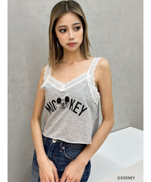 GYDA（ジェイダ）の「Mickey Mouse / レースデザインタンクトップ（タンクトップ・レディース・オフホワイト/グレー/ブラック・F）」の5枚目の写真