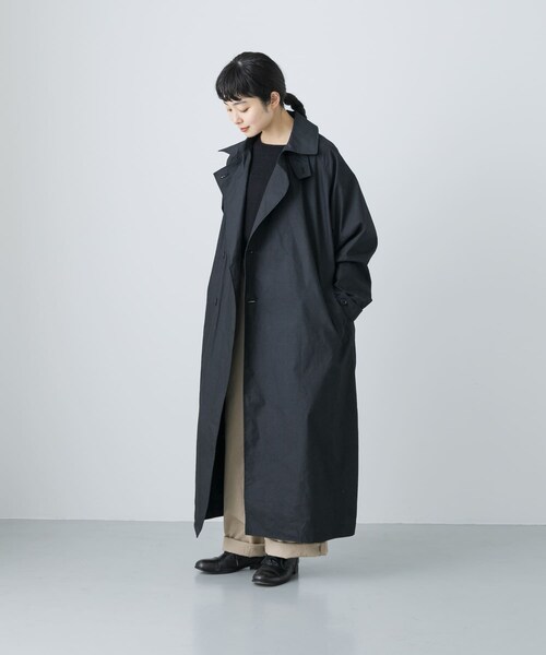 かぐれ（カグレ）の「コットンナイロンオーバートレンチコート（ステンカラーコート・レディース・BLACK/BEIGE・FREE）」の3枚目の写真